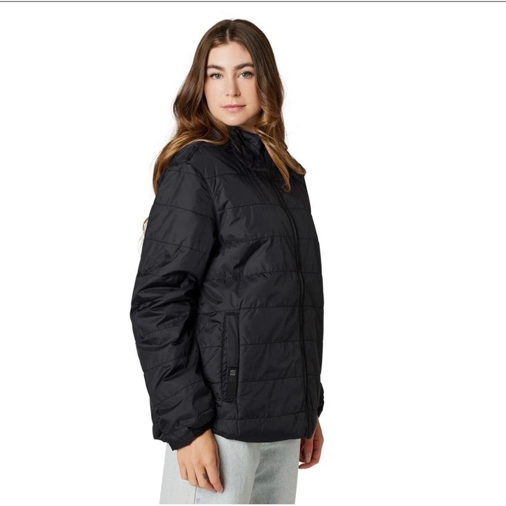 Fox Racing Artillery Jacket Black Cordura Quilted Puffer Removable Hood Sz Large
